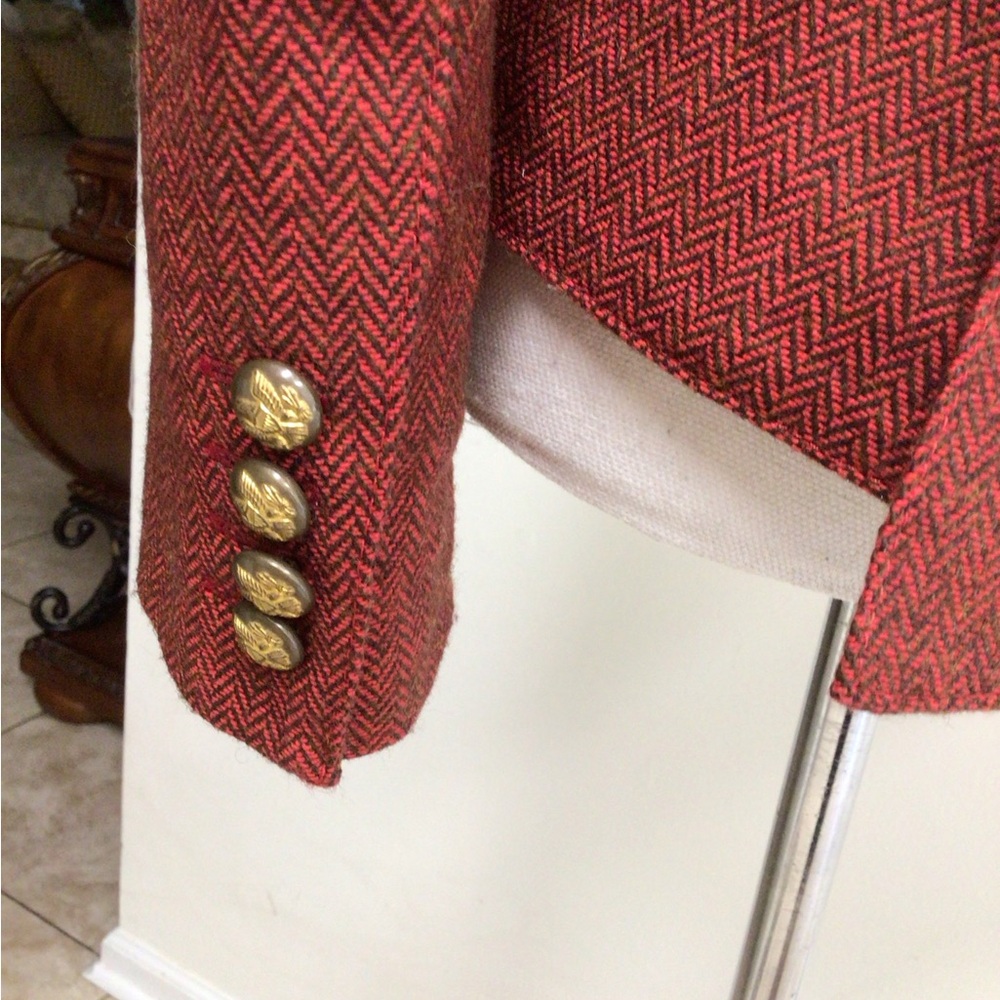 Smythe Velvet Trimmed Peak Lapeled Herringbone Blazer - Picture 11 of 16